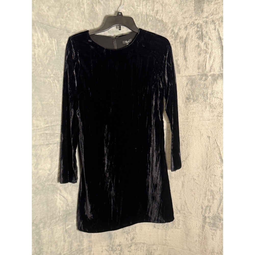 Rails Raelyn Black Velvet Long Sleeve Shift Mini Dress 573-171E-5944 Small NWT